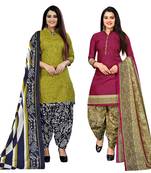 multicolor cotton blend printed unstitched salwar suit material (combo of 2)