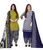 multicolor cotton blend printed unstitched salwar suit material (combo of 2)