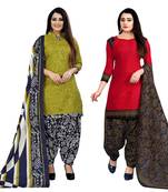 women multicolor cotton printed ready to wear patiala salwar suit combo pack of 2