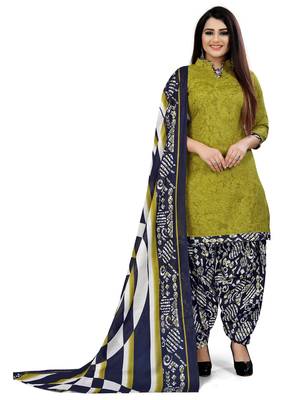 light green and magenta cotton printed unstitched salwar suit material (combo of 2) 2