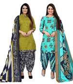 multicolor cotton blend printed unstitched salwar suit material (combo of 2)