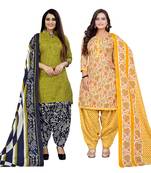 multicolor cotton blend printed unstitched salwar suit material (combo of 2)