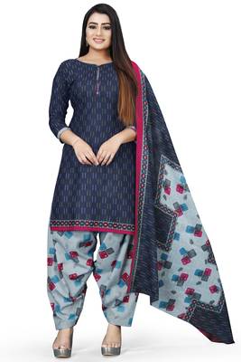 multicolor cotton blend printed unstitched salwar suit material (combo of 2) 3