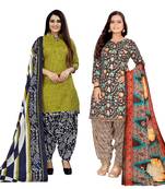 multicolor cotton blend printed unstitched salwar suit material (combo of 2)