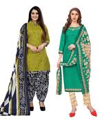 multicolor cotton blend printed unstitched salwar suit material (combo of 2)