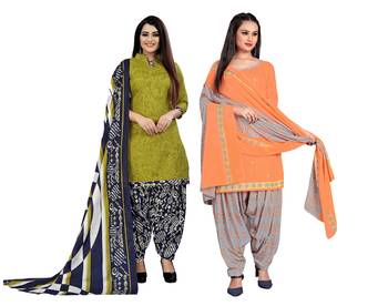 multicolor cotton blend printed unstitched salwar suit material (combo of 2) 1