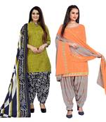 multicolor cotton blend printed unstitched salwar suit material (combo of 2)