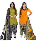 multicolor cotton blend printed unstitched salwar suit material (combo of 2)