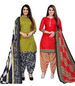 multicolor cotton blend printed unstitched salwar suit material (combo of 2)