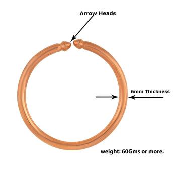 Memoir 6.50mm thick pure copper kada free size men women 3