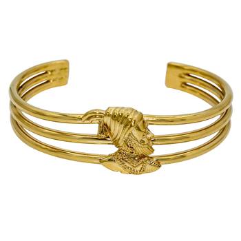Memoir brass high gloss shivaji kada cuff bracelet thick heavy free size fashion jewellery kadaa for men   1