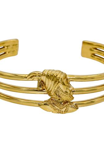 Memoir brass high gloss shivaji kada cuff bracelet thick heavy free size fashion jewellery kadaa for men  