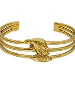 Memoir brass high gloss shivaji kada cuff bracelet thick heavy free size fashion jewellery kadaa for men  