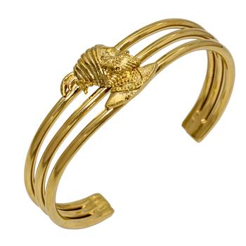 Memoir brass high gloss shivaji kada cuff bracelet thick heavy free size fashion jewellery kadaa for men   2