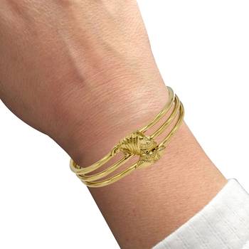 Memoir brass high gloss shivaji kada cuff bracelet thick heavy free size fashion jewellery kadaa for men   3