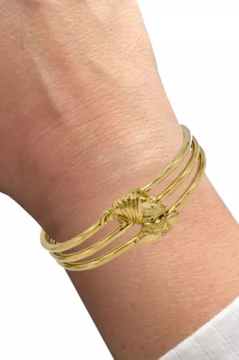 Memoir brass high gloss shivaji kada cuff bracelet thick heavy free size fashion jewellery kadaa for men  