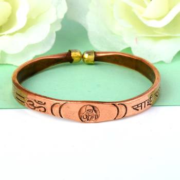 Memoir copper plated alloy sai baba bangle bracelet kada - open ended adjustable health beneficial 1