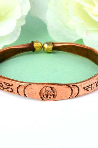 Memoir copper plated alloy sai baba bangle bracelet kada - open ended adjustable health beneficial