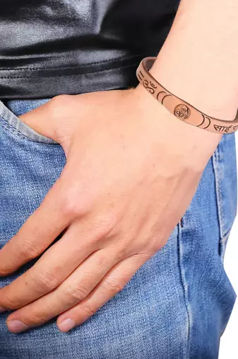 Memoir copper plated alloy sai baba bangle bracelet kada - open ended adjustable health beneficial