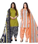 multicolor cotton blend printed unstitched salwar suit material (combo of 2)