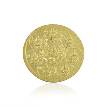 Memoir brass real 1 micron goldplated asht-lakshmi coin with lakshmi mantra hindu spiritual puja item 1
