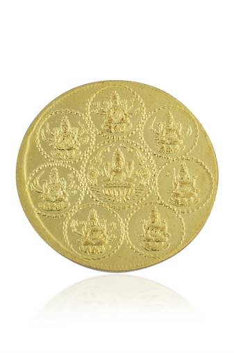 Memoir brass real 1 micron goldplated asht-lakshmi coin with lakshmi mantra hindu spiritual puja item
