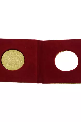 Memoir brass real 1 micron goldplated asht-lakshmi coin with lakshmi mantra hindu spiritual puja item