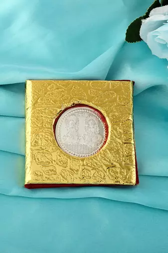 Memoir silver Plated lakshmi ganesh coin chandi sikka hindu puja item gift festival marriage  