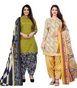 multicolor cotton blend printed unstitched salwar suit material (combo of 2)