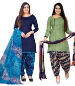 Rajnandini multicolor cotton blend printed unstitched salwar suit material (combo of 2)