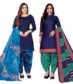 Rajnandini multicolor cotton blend printed unstitched salwar suit material (combo of 2)