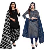 black & grey cotton printed unstitched salwar suit material (combo of 2)