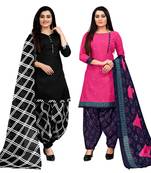 multicolor cotton blend printed unstitched salwar suit material (combo of 2)
