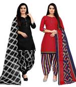 multicolor cotton blend printed unstitched salwar suit material (combo of 2)