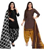 multicolor cotton blend printed unstitched salwar suit material (combo of 2)