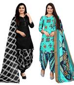multicolor cotton blend printed unstitched salwar suit material (combo of 2)