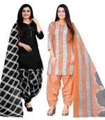 multicolor cotton blend printed unstitched salwar suit material (combo of 2)