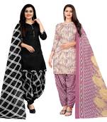 multicolor cotton blend printed unstitched salwar suit material (combo of 2)