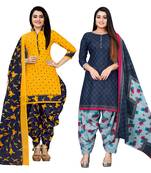 multicolor cotton blend printed unstitched salwar suit material (combo of 2)