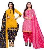 multicolor cotton blend printed unstitched salwar suit material (combo of 2)