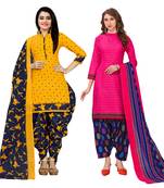women multicolor cotton printed ready to wear patiala salwar suit combo pack of 2