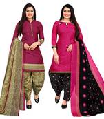 purple & magenta cotton printed unstitched salwar suit material (combo of 2)