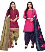 multicolor cotton blend printed unstitched salwar suit material (combo of 2)