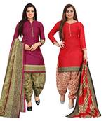 multicolor cotton blend printed unstitched salwar suit material (combo of 2)