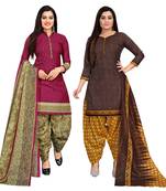 multicolor cotton blend printed unstitched salwar suit material (combo of 2)
