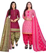 multicolor cotton blend printed unstitched salwar suit material (combo of 2)
