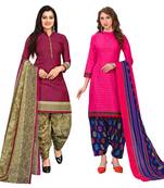 multicolor cotton blend printed unstitched salwar suit material (combo of 2)