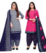 women multicolor cotton printed ready to wear patiala salwar suit combo pack of 2