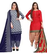 multicolor cotton blend printed unstitched salwar suit material (combo of 2)