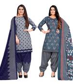 multicolor cotton blend printed unstitched salwar suit material (combo of 2)